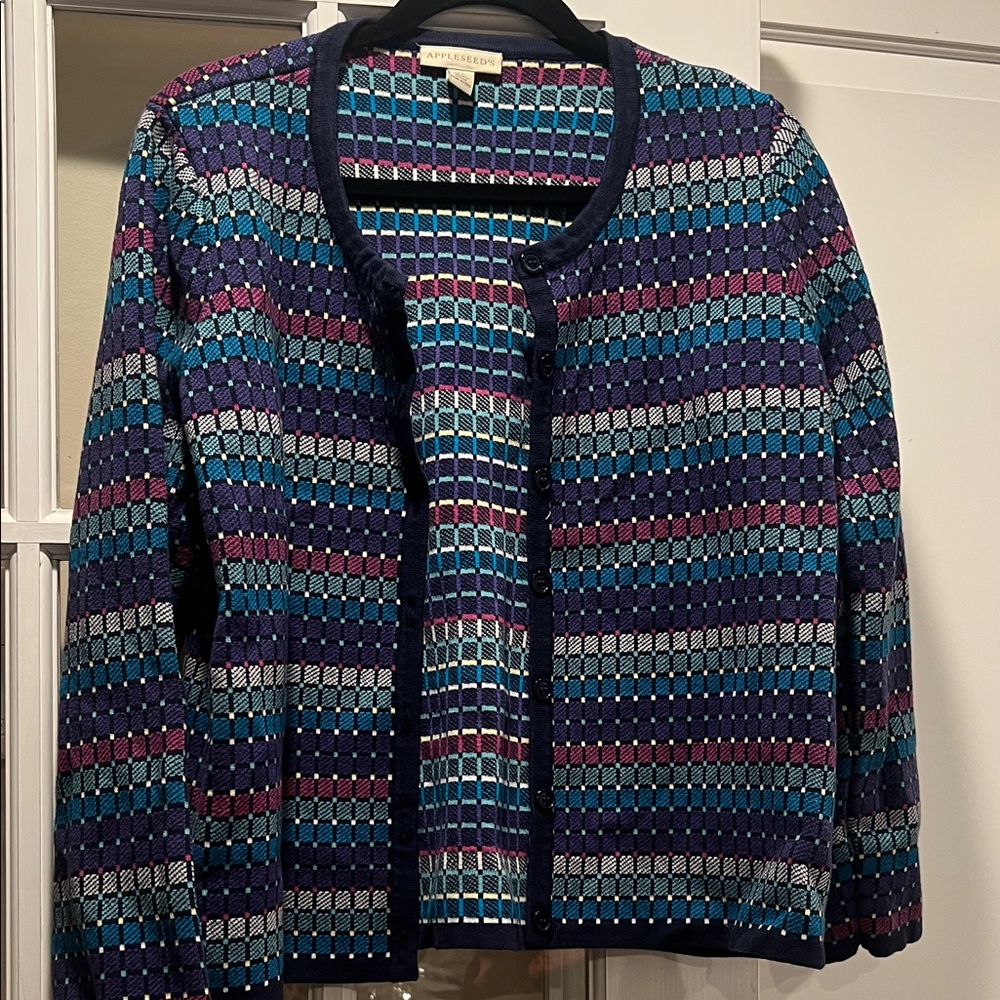 Appleseed's Blue and Purple Knit Cardigan